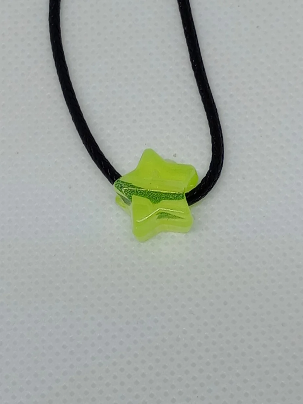 Neon Lime Star Pendant Necklace on Black Cord